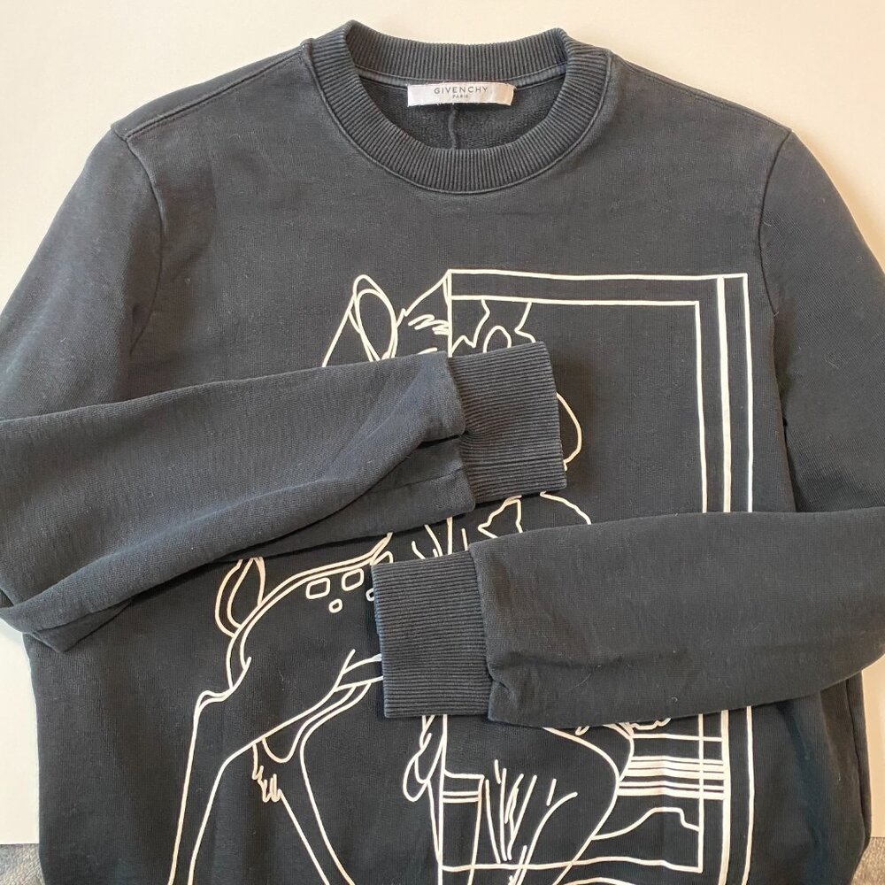 Givenchy Bambi Mirror Outline‎ Black Crewneck Sweatshirt Medium - Picture 8 of 13